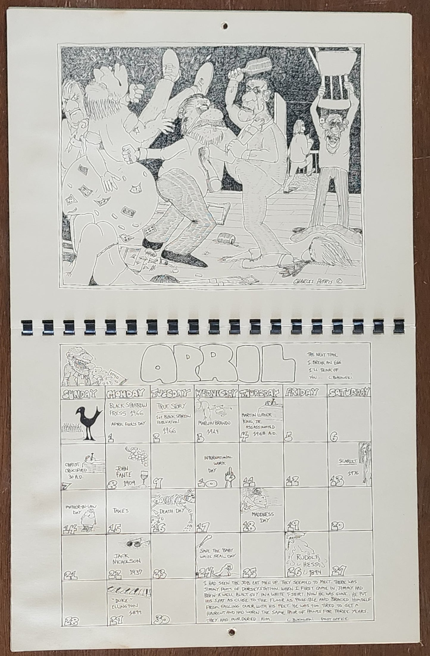 The Official Charles Bukowski 1985 “Calender”: Signed by Charles Bukowski