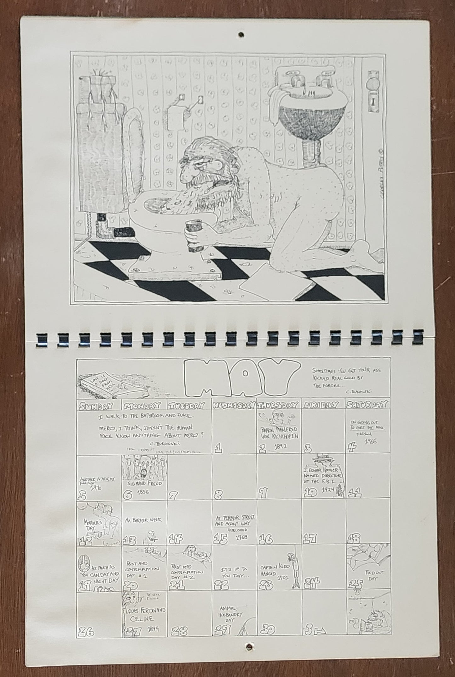 The Official Charles Bukowski 1985 “Calender”: Signed by Charles Bukowski