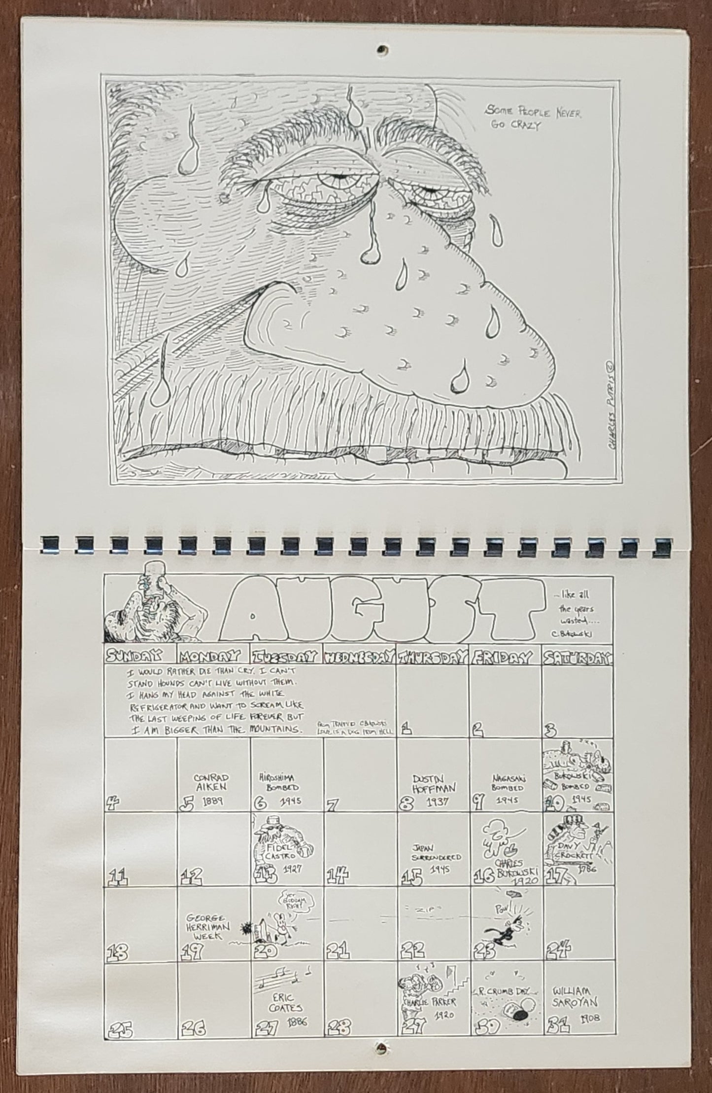 The Official Charles Bukowski 1985 “Calender”: Signed by Charles Bukowski