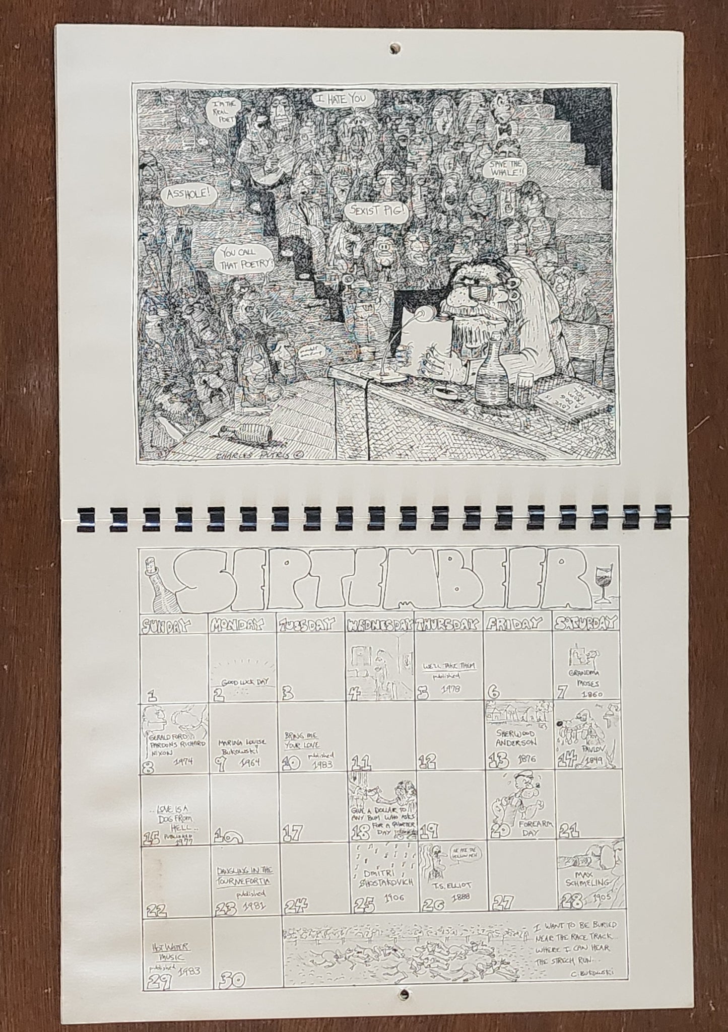 The Official Charles Bukowski 1985 “Calender”: Signed by Charles Bukowski