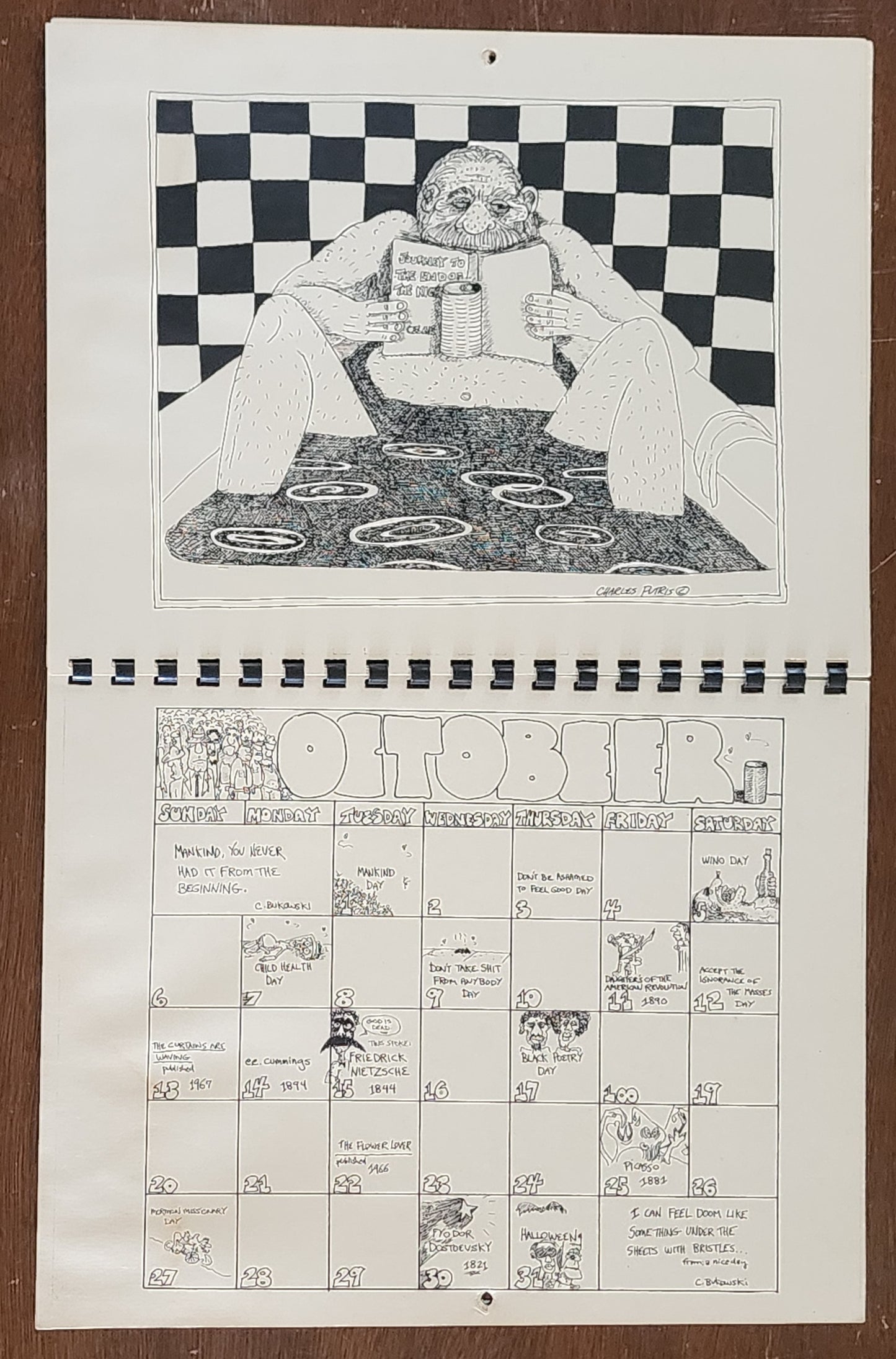 The Official Charles Bukowski 1985 “Calender”: Signed by Charles Bukowski