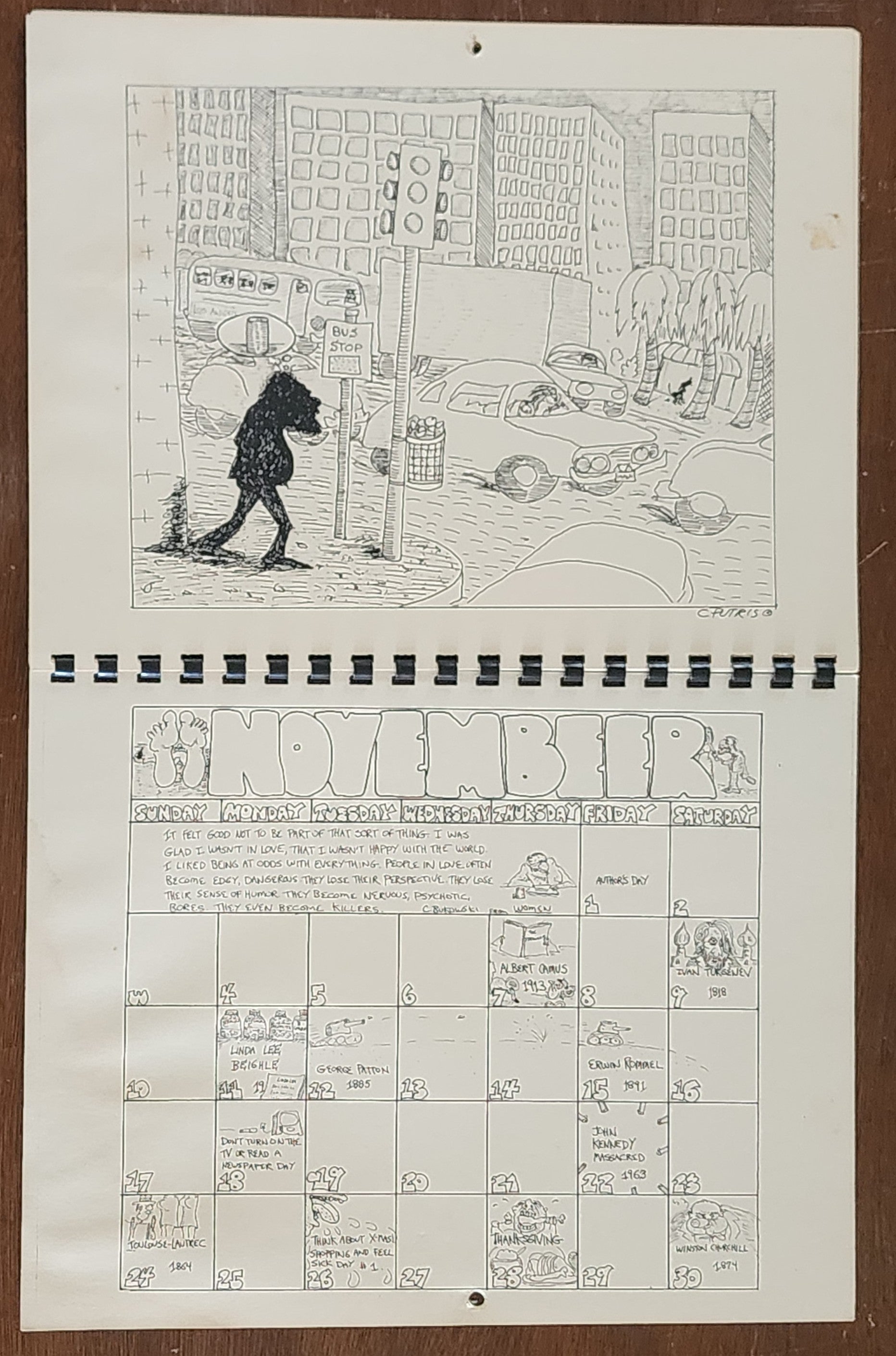 The Official Charles Bukowski 1985 “Calender”: Signed by Charles