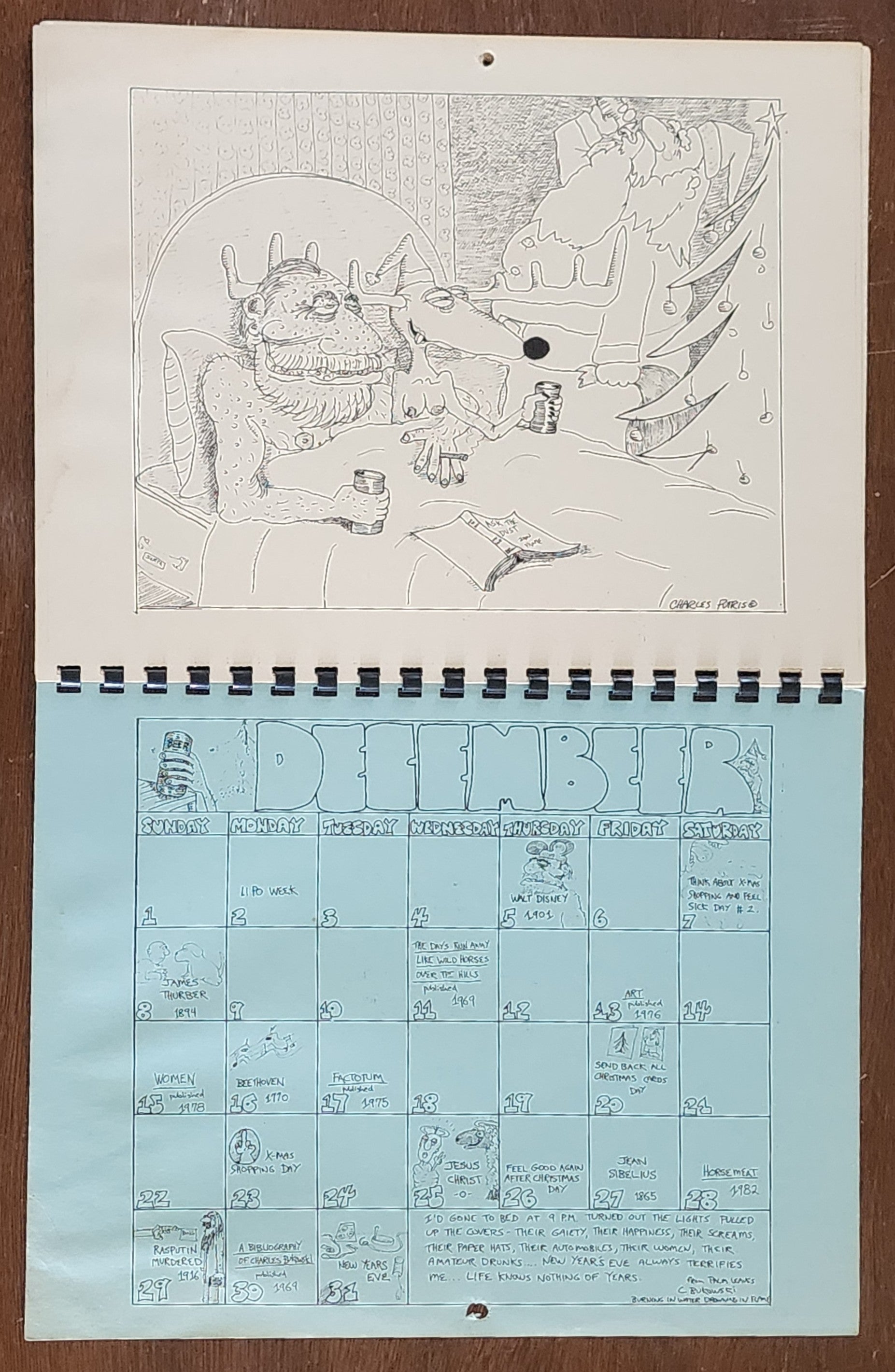 The Official Charles Bukowski 1985 “Calender”: Signed by Charles
