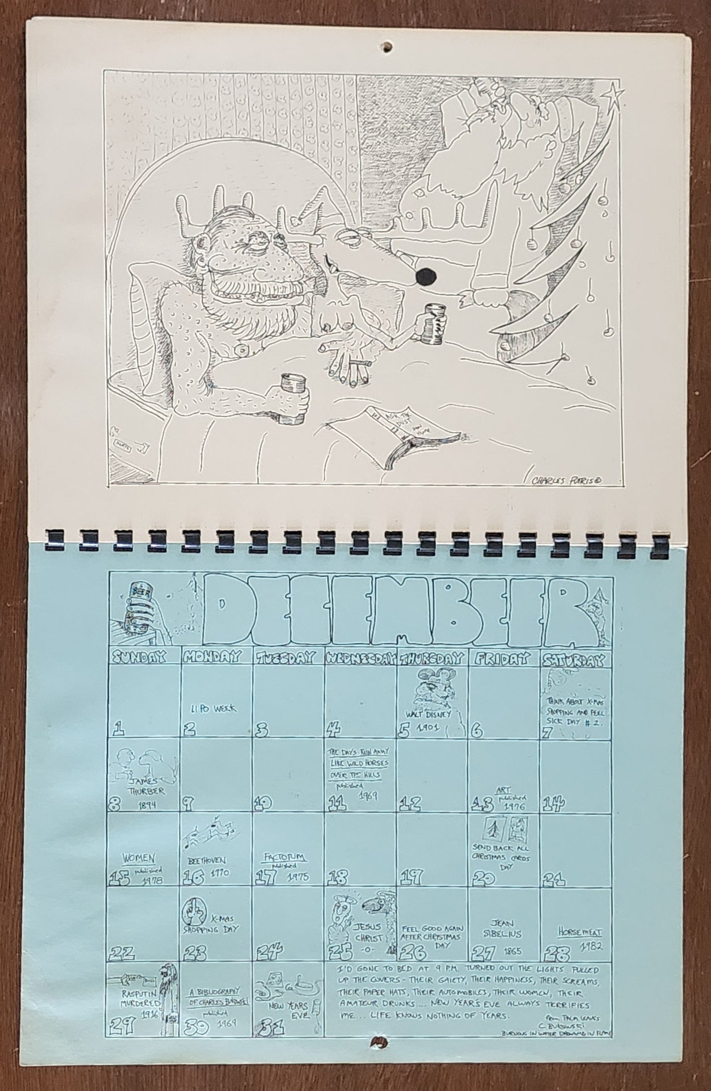 The Official Charles Bukowski 1985 “Calender”: Signed by Charles Bukowski