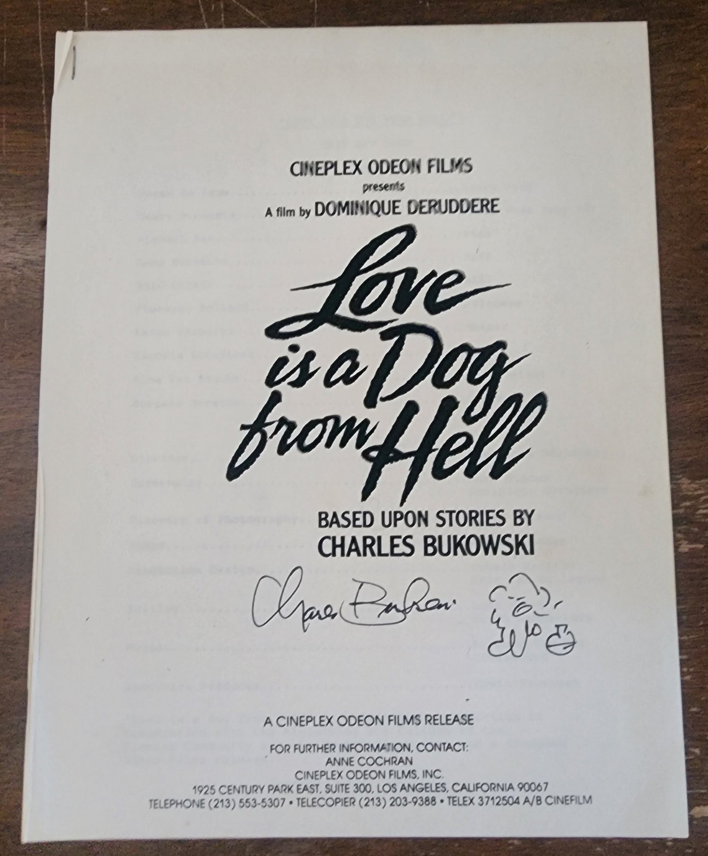 Love Is a Dog From Hell Press Kit: Signed by Charles Bukowski