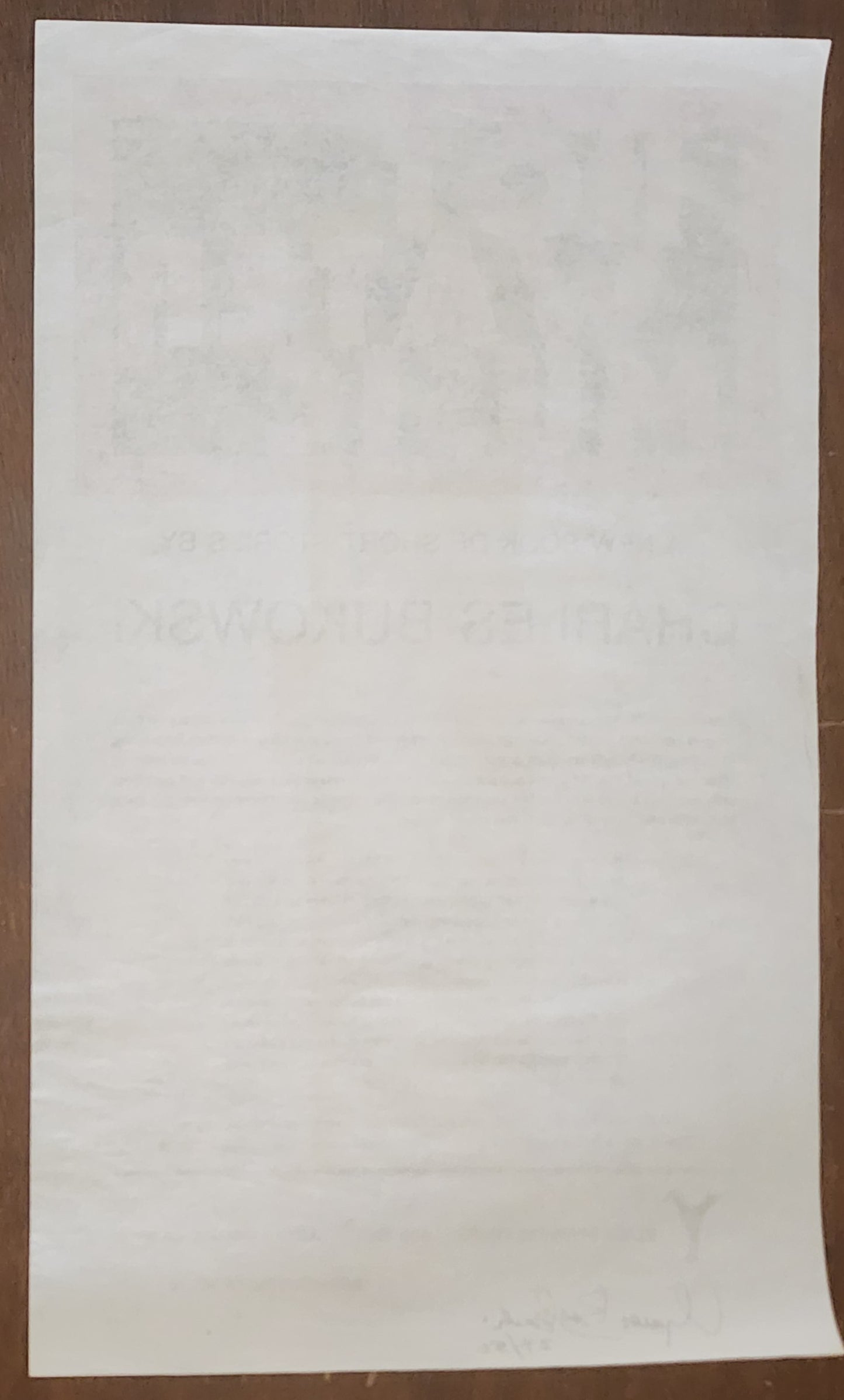 Hot Water Music Broadside: #24/50 Signed by Charles Bukowski