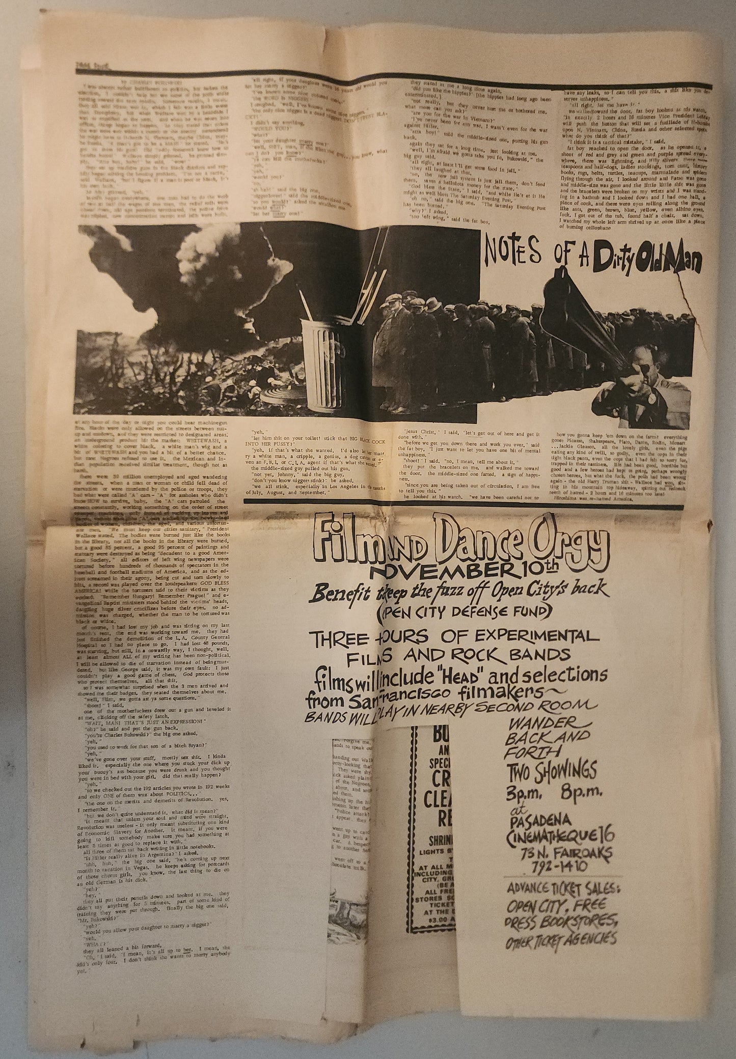 OPEN CITY No. 76, Nov. 1–7, 1968 — Wallace Inaugural Issue, Peaceniks vs. Westlake Patriots, Bukowski Interrogated by Agents, Iron Butterfly and Creedence Clearwater Revival at the Shrine Expo Hall, Film and Dance Orgy Benefit for Open City Defense Fund