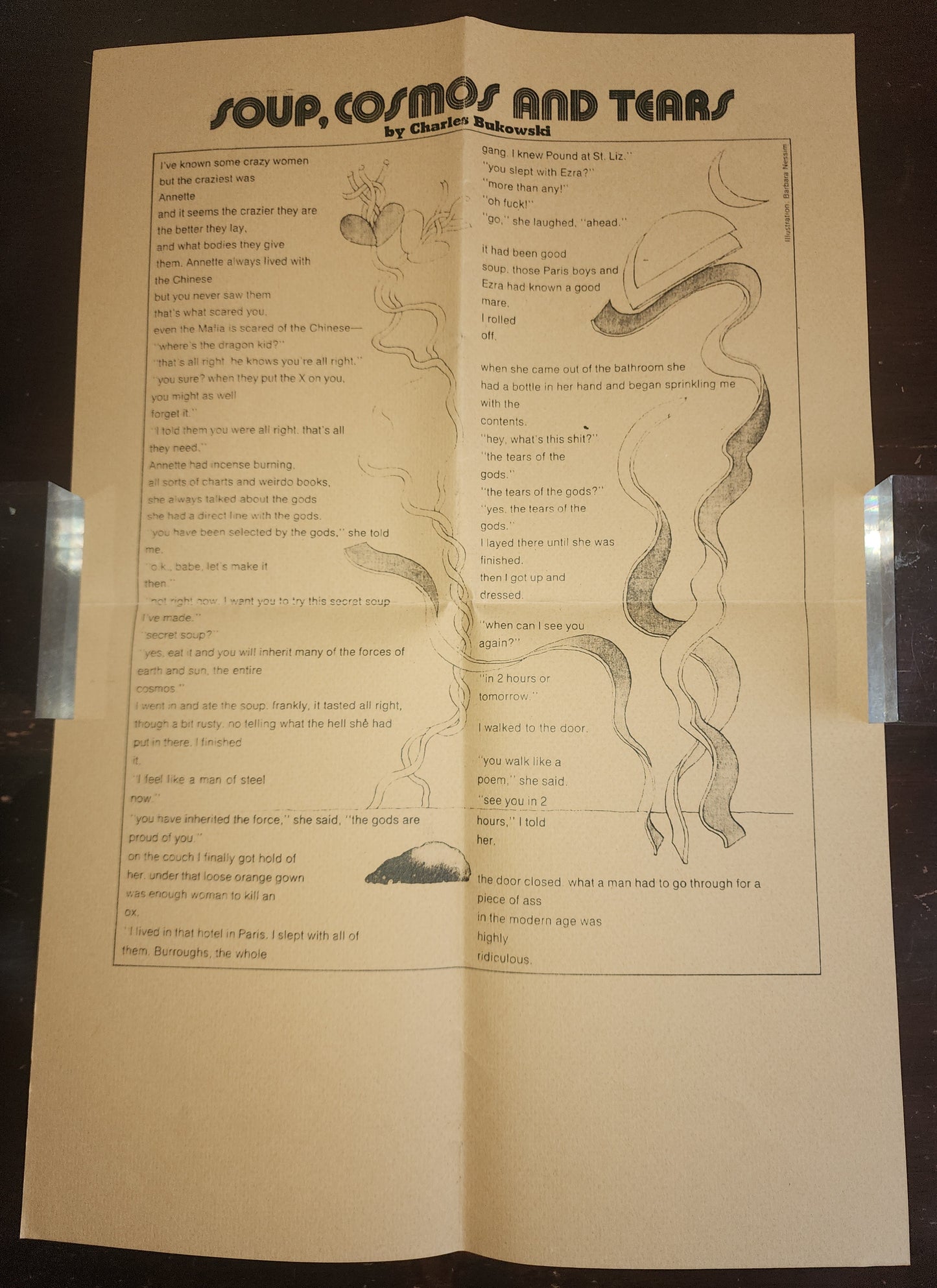 Soup, Cosmos And Tears – Bootleg Broadside w/ Charles Bukowski Poem