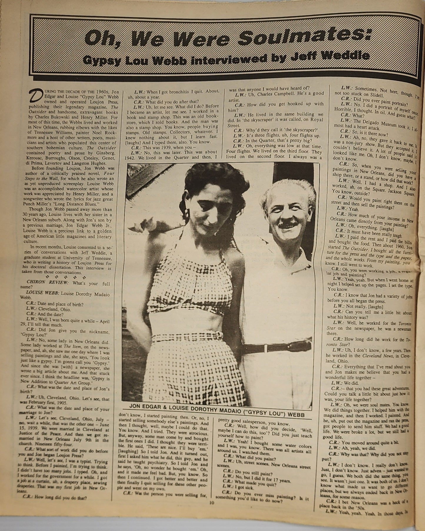 Lengthy Interview with Louise “Gypsy Lou” Webb: Chiron Review Summer 2002