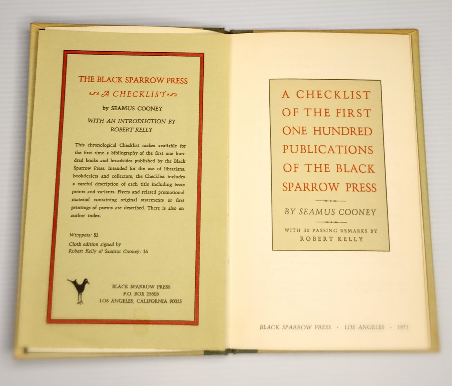 Signed With Prospectus (#44/50): A Checklist of the First One Hundred Publications of the Black Sparrow Press