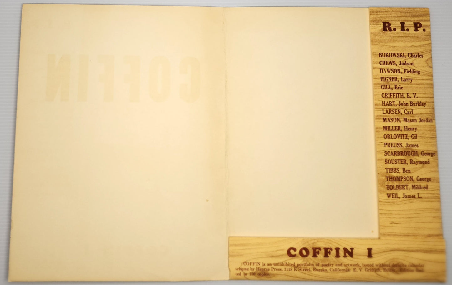 Coffin 1 – Signed Letter and Portfilio Featuring Charles Bukowski’s First Standalone Work