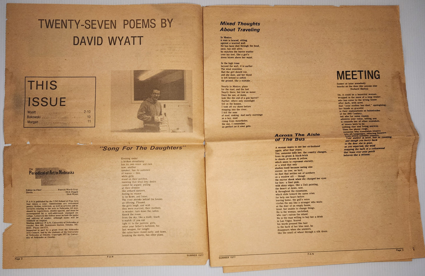 The Periodical of Art in Nebraska (PAN) -- Uncollected Charles Bukowski Poem (1977)