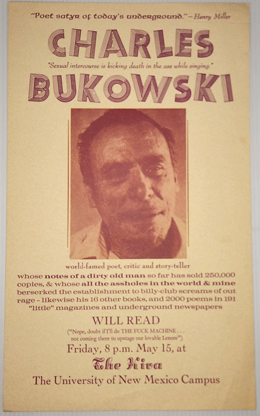 Flyer for Bukowski Reading at New Mexico University: Produced by LouJon Press