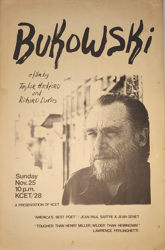 Promotional Poster for “Bukowski on Bukowski” Film and Premier Photograph with Taylor Hackford and Charles Bukowski