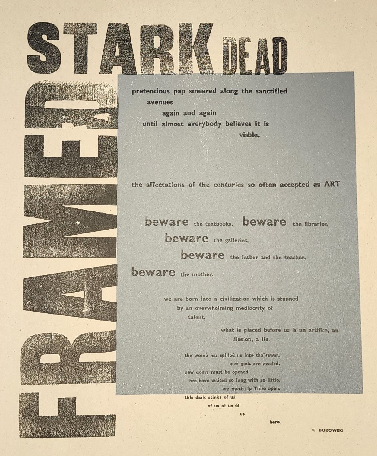 Framed Stark Naked: Rare Broadside, One of 33 Copies