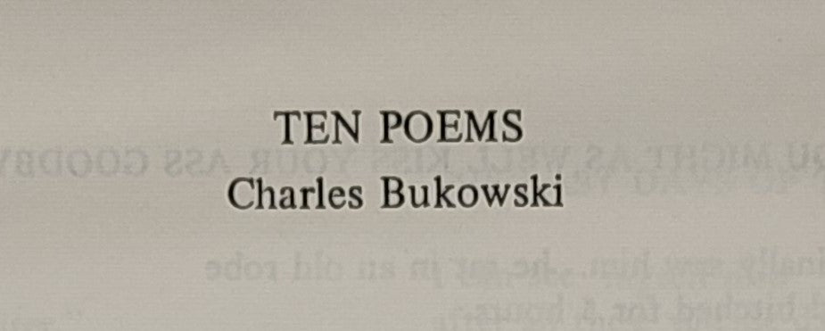 Invisible City No. 1 -- Special Bukowski Section with 10 Poems, 5 Uncollected: Invisible City No. 1, February 1971