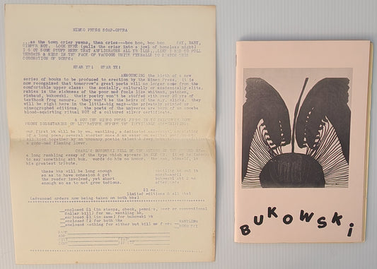 Confessions of a Man Insane Enough to Live with Beasts with Book Announcement: First Book of Prose by Charles Bukowski (1965)