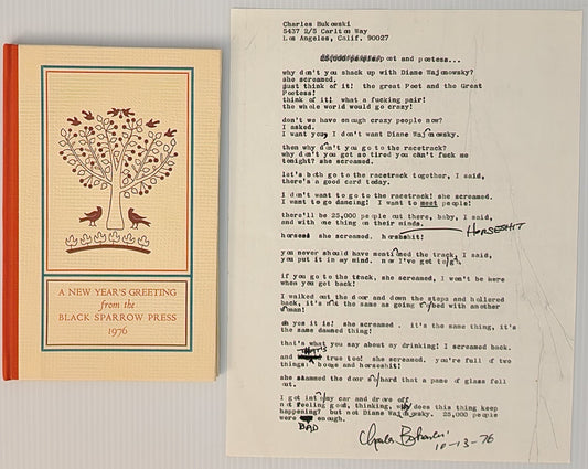Charles Bukowski Signed Manuscript: poet and poetess (1976)
