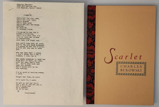 Chrles Bukowski Signed Manuscript “Longshot” with Signed Book Scarlette (#20/140)