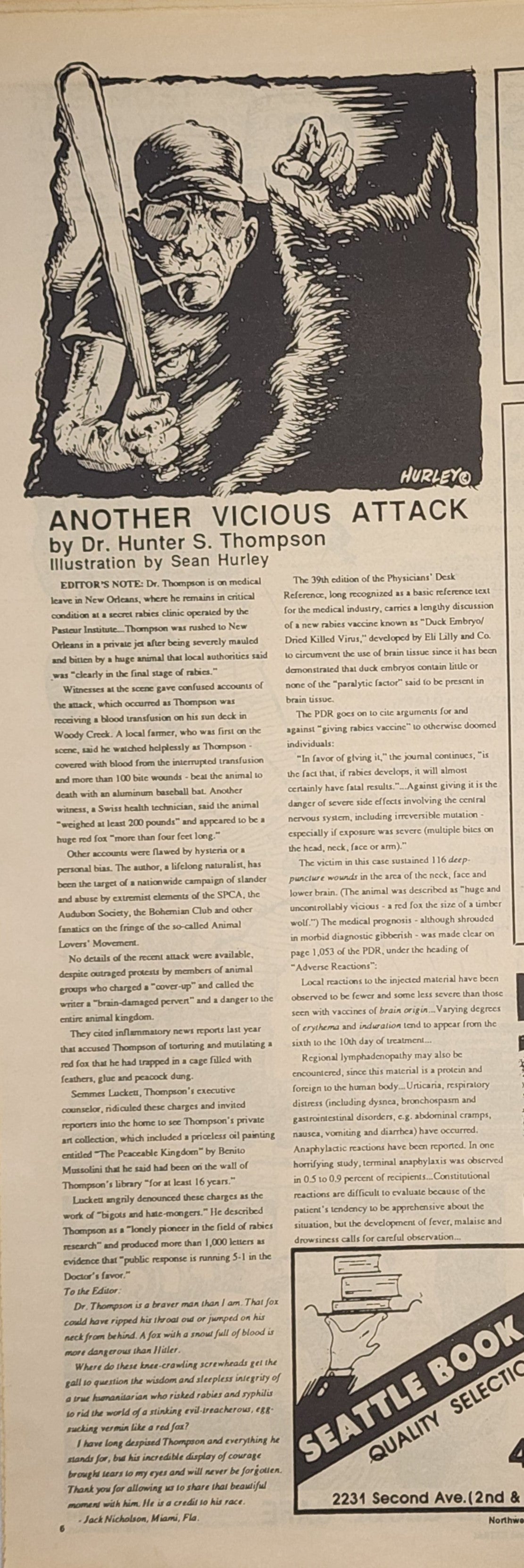 Northwest Extra! UNFOLDED -- Uncollected Bukowski Poem, Plus Hunter S. Thompson. Robert Crumb, and S. Clay Wilsom (1990)