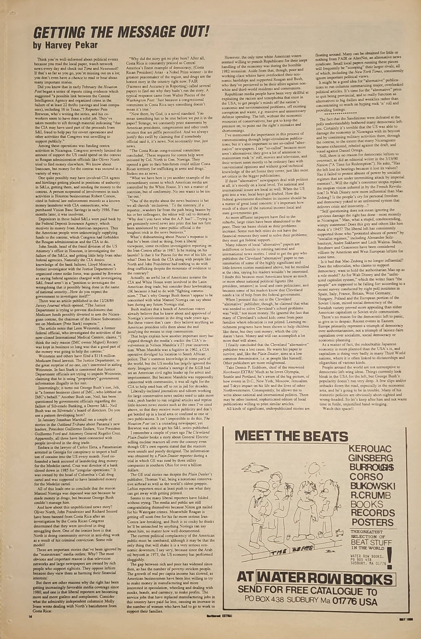 Northwest Extra! May 1990 UNFOLDED -- First Appearance Bukowski Poem, Plus Hunter S. Thompson. a lengthy piece by Harvey Pekar, and S. Clay Wilsom (1990)