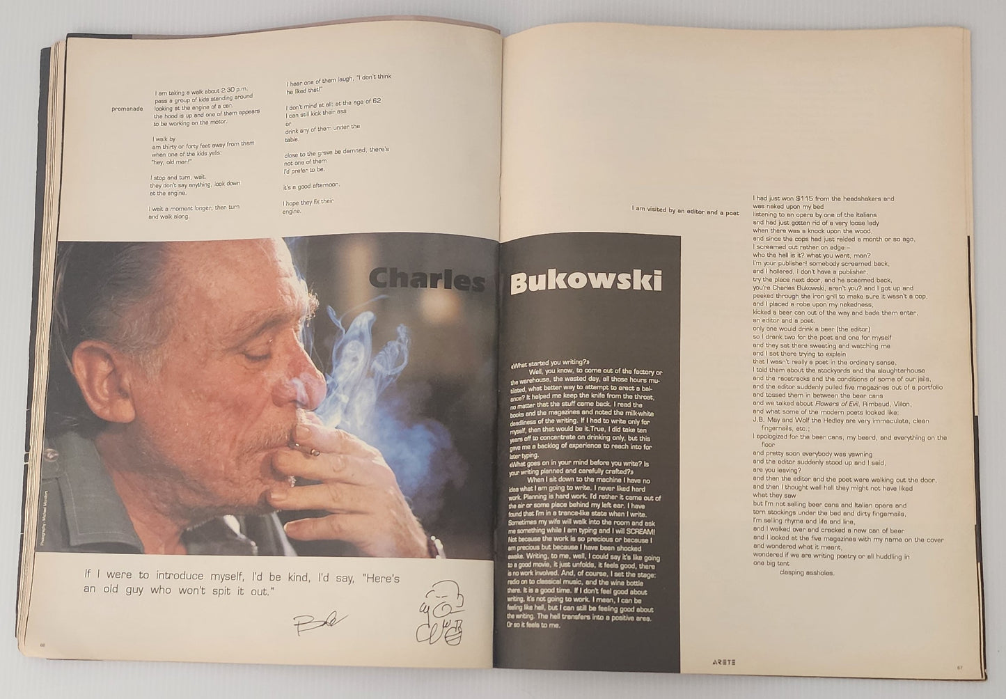 Arete July 1989 -- Bukowski Interview with Several Works, Plus Barfly Photos