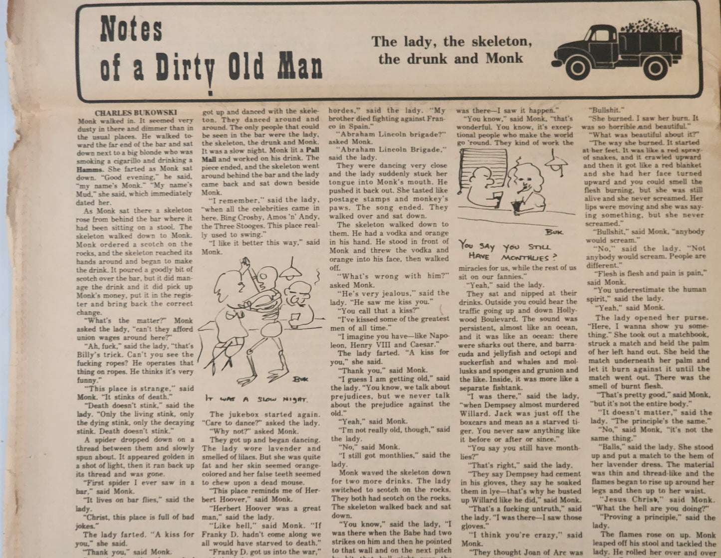 World Weekly News of Los Angeles September 14, 1973 – Charles Bukowski “Notes of a Dirty Old Man” Column