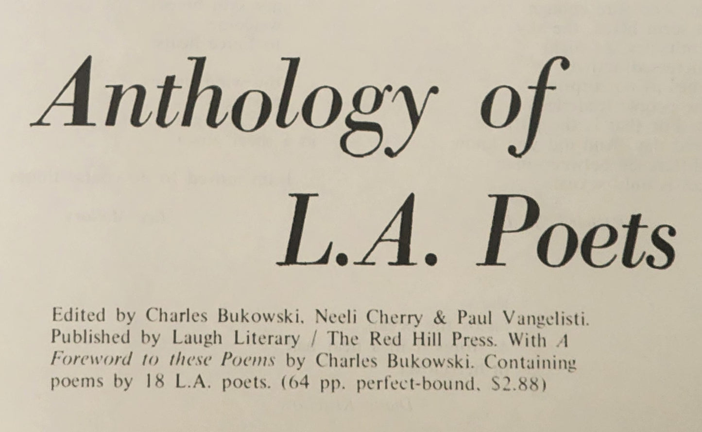 Invisible City October 1972 -- Two Uncollected Poems, Plus Anthology of LA Poets Advertisement