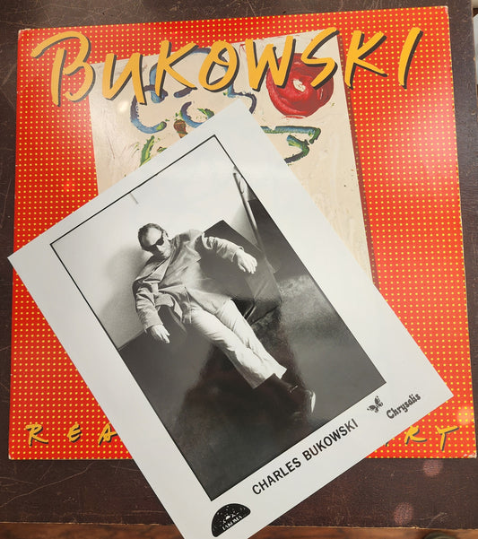 Publicity Photo and LP First Pressing: “Bukowski Reads His Poetry” Tacoma Records 1980