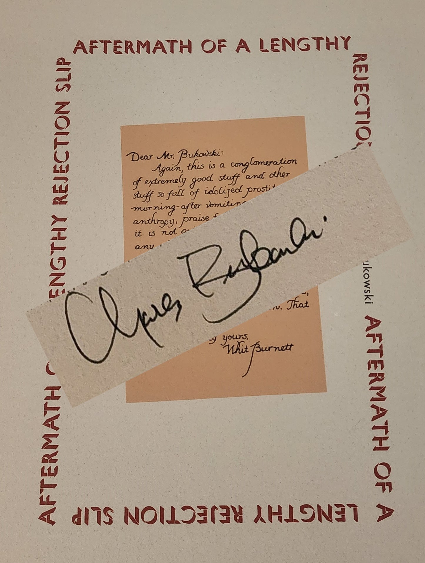 Signed by Charles Bukowski (#34/150): Aftermath of a Lengthy Rejection Slip (1983)