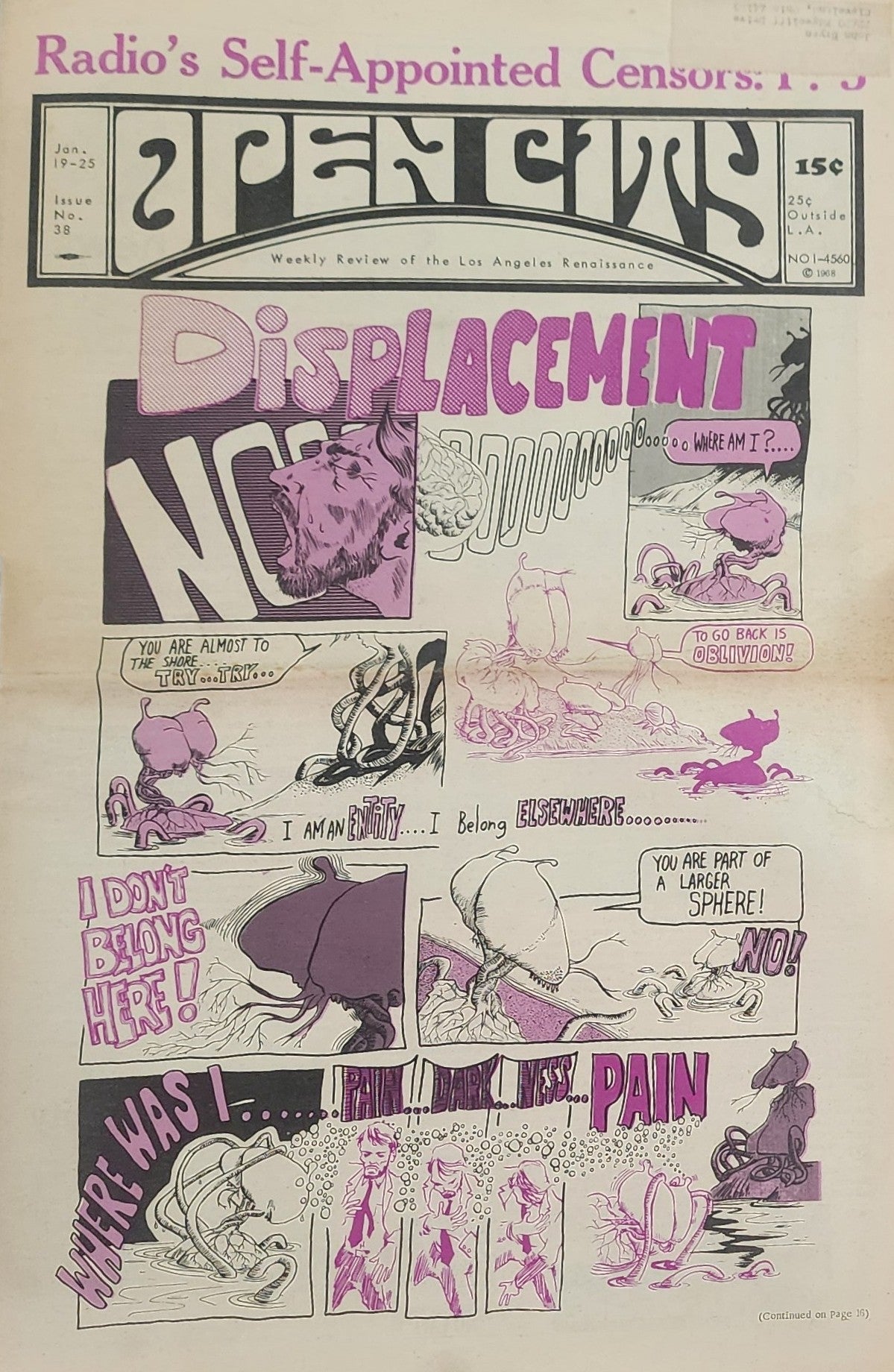OPEN CITY No. 38, Jan. 18–23, 1968 — Bukowski at Moyamensing Prison, Larry Hama, Draft Dodging, Courtney Taylor Public Enemy No. 1