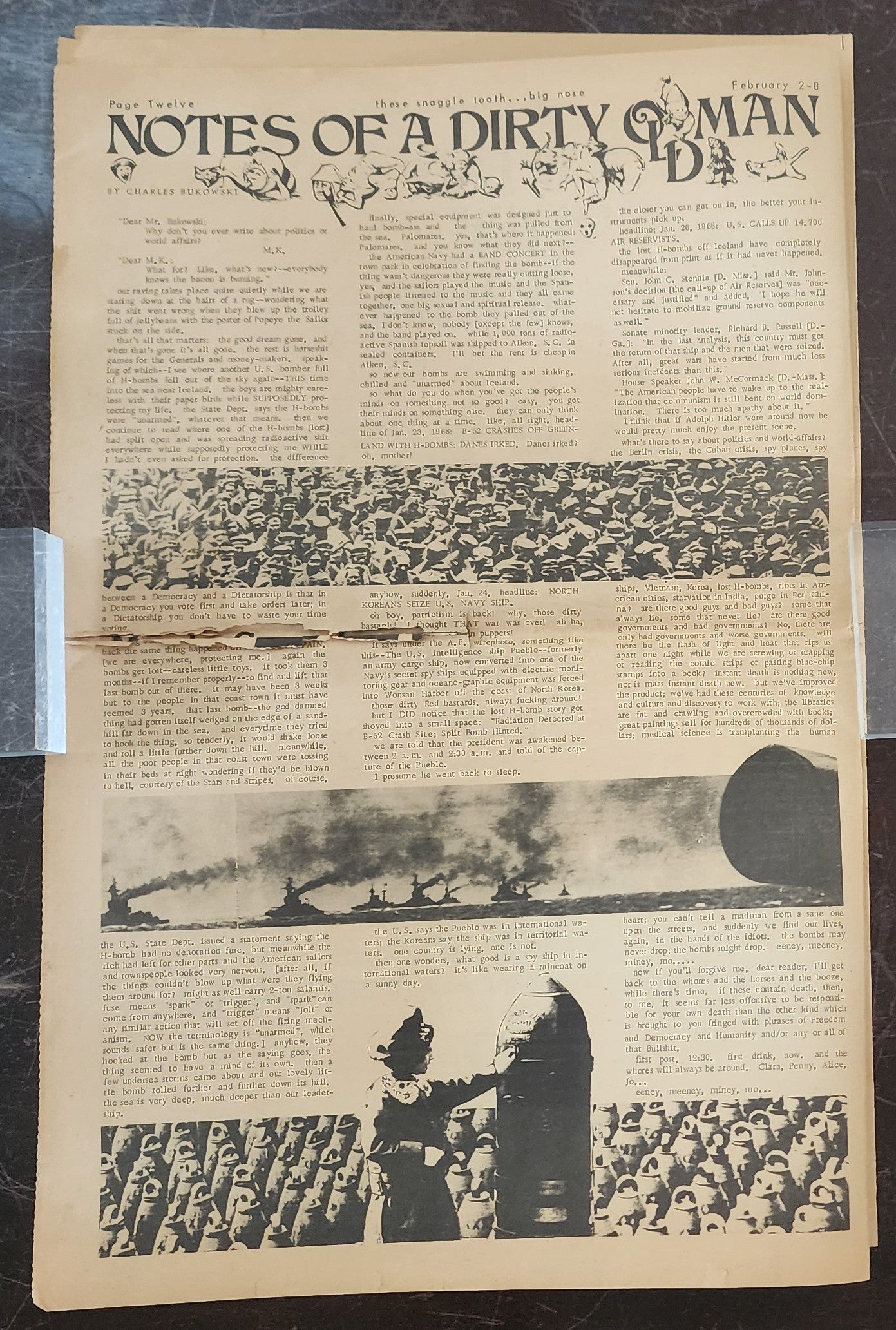 OPEN CITY No. 40, Feb. 2–8, 1968 — Bukowski on the Bomb and the Pueblo Crisis, The Beard Bust, Electric Flag
