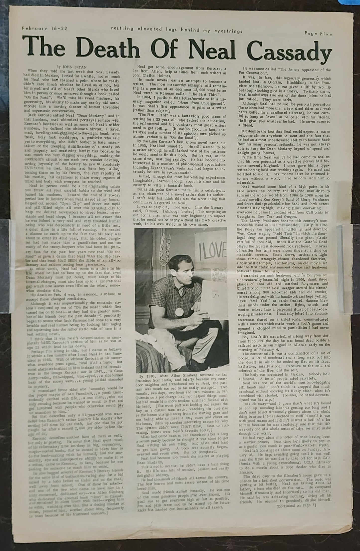OPEN CITY No. 42, Feb. 16–22, 1968 — Bukowski Notes, Neal Cassady Obituary, Judy Collins, Venice Police Riots