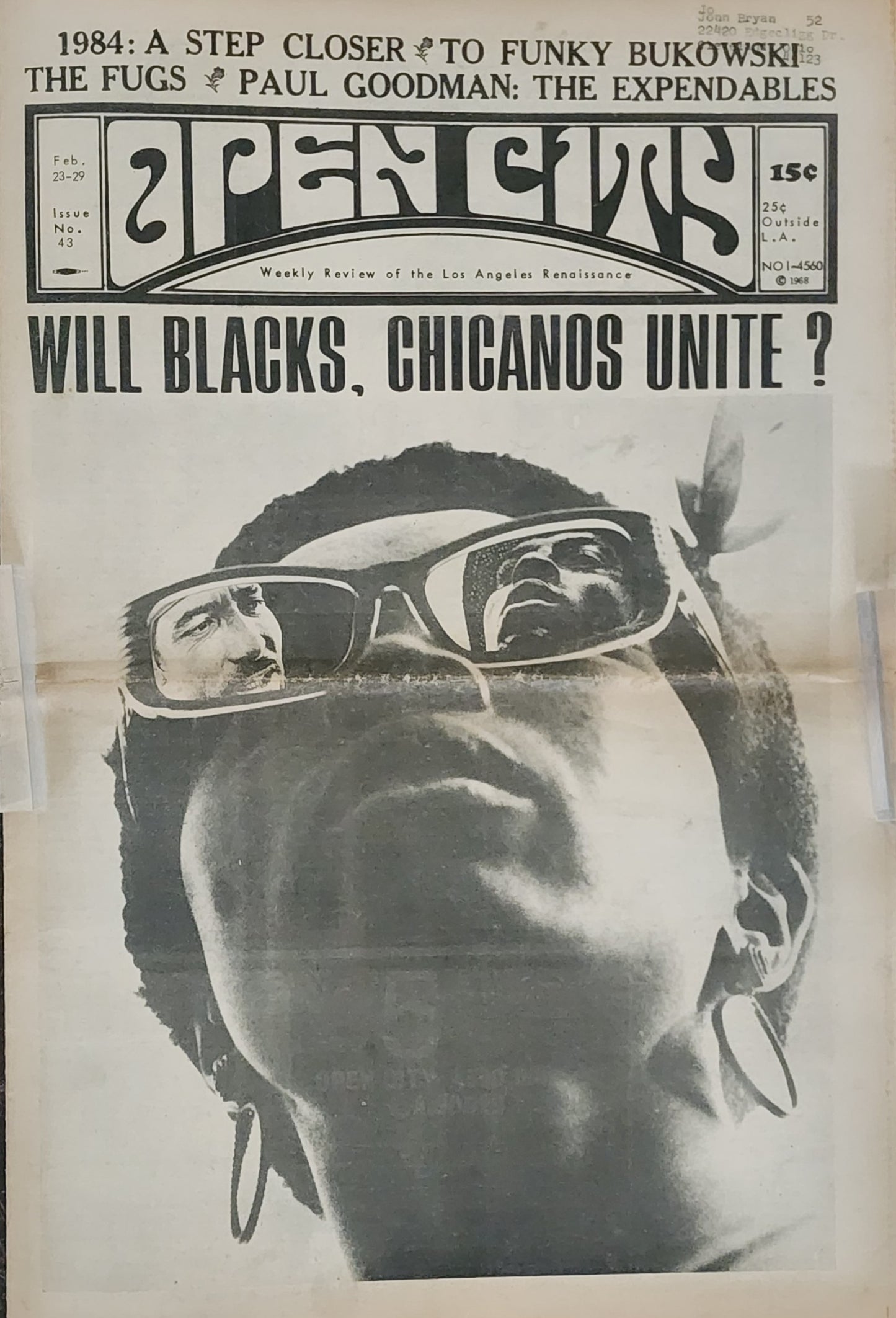OPEN CITY No. 43, Feb. 23–29, 1968 — Bukowski Notes, The Fugs, LA Free Press