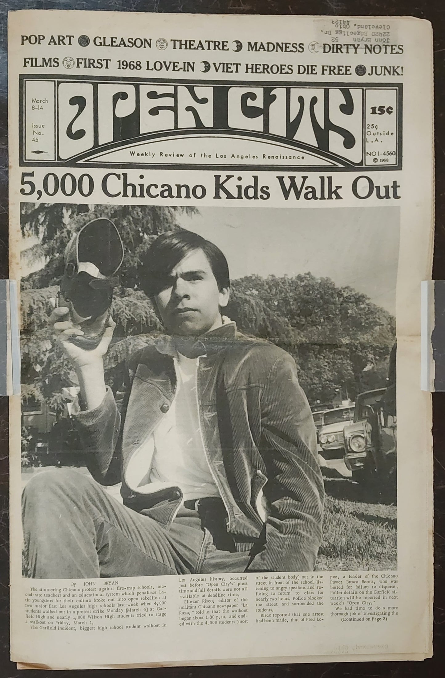 OPEN CITY No. 45, Mar. 8–14, 1968 — Bukowski on His Parents, Chicano Walkouts, Quicksilver Messenger Service, Steppenwolf