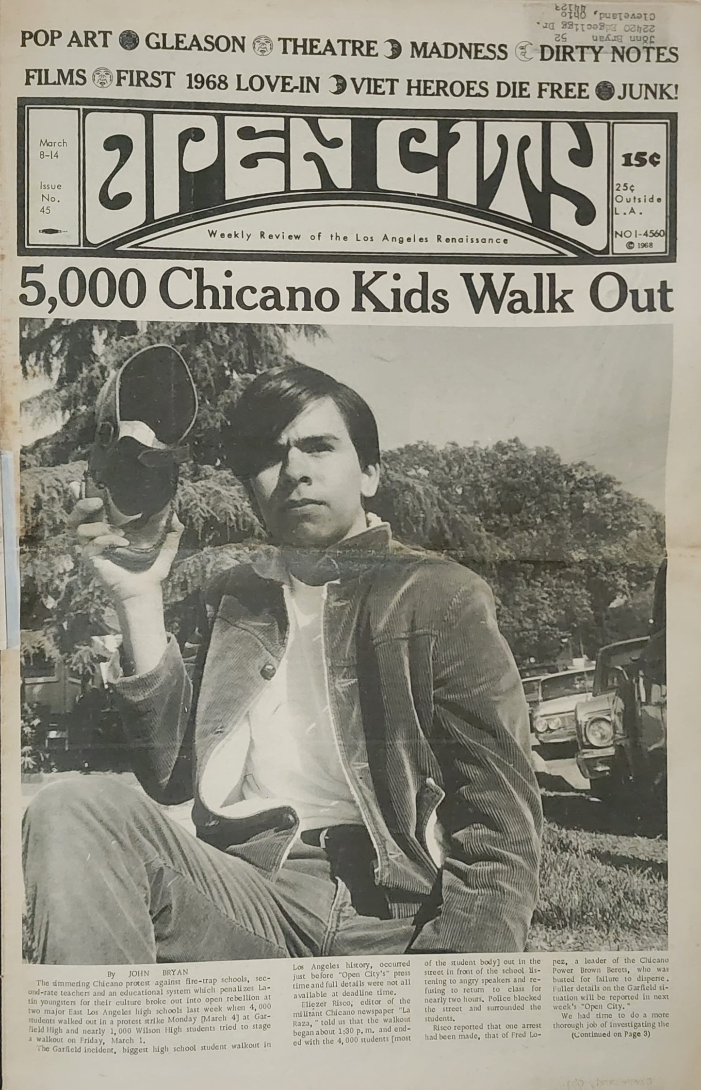 OPEN CITY No. 45, Mar. 8–14, 1968 — Bukowski on His Parents, Chicano Walkouts, Quicksilver Messenger Service, Steppenwolf