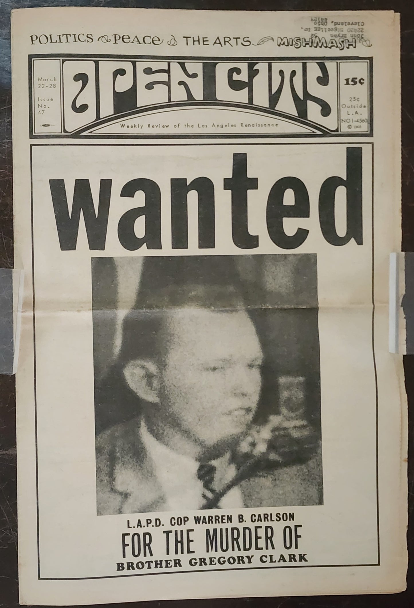 OPEN CITY No. 47, Mar. 22–28, 1968 — Bukowski Notes, Tiny Tim, Jefferson Airplane, Buffalo Springfield, Canned Heat