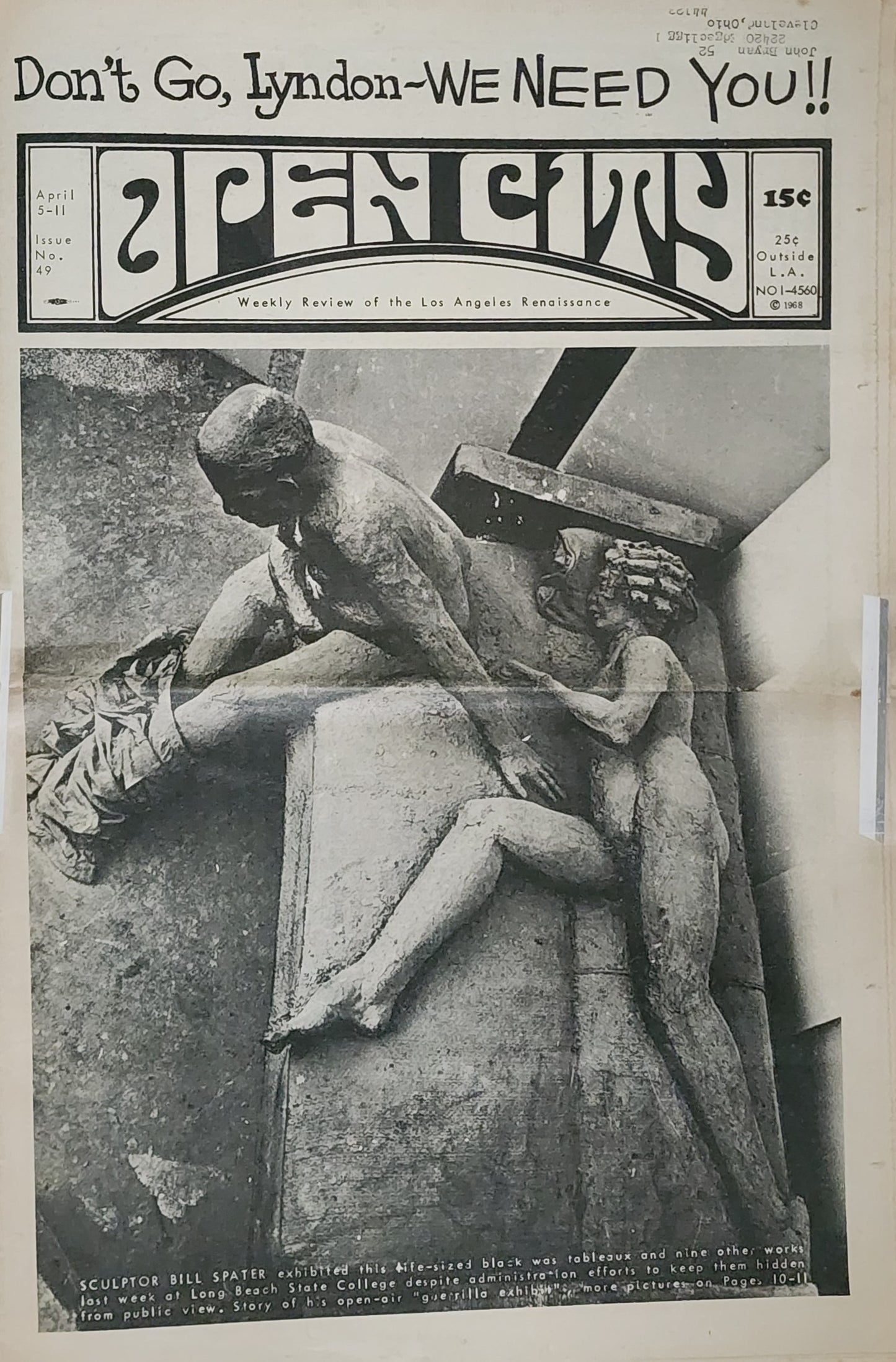 OPEN CITY No. 49, Apr. 5–11, 1968 — Bukowski Notes, Blood Sweat and Tears, H. Rap Brown, LBJ Withdrawal