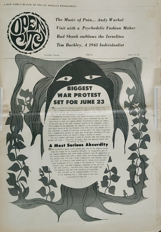 OPEN CITY No. 7, June 16–22, 1967 — Bukowski, Either/Or Bookstore Bukowski Books Ad, Monterey Pop Festival, Tim Buckley, Andy Warhol, Phil Ochs