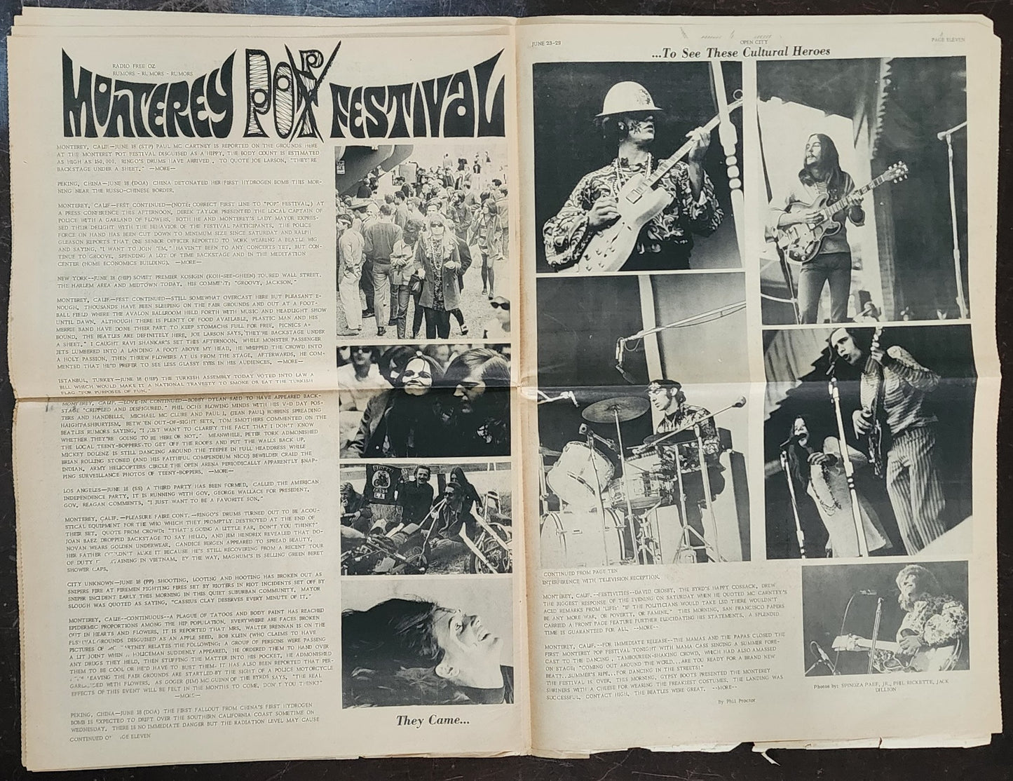 OPEN CITY No. 8, June 23–29, 1967 — Bukowski Notes and Poem, Monterey Pop Festival, Angry Arts Poetry Supplement