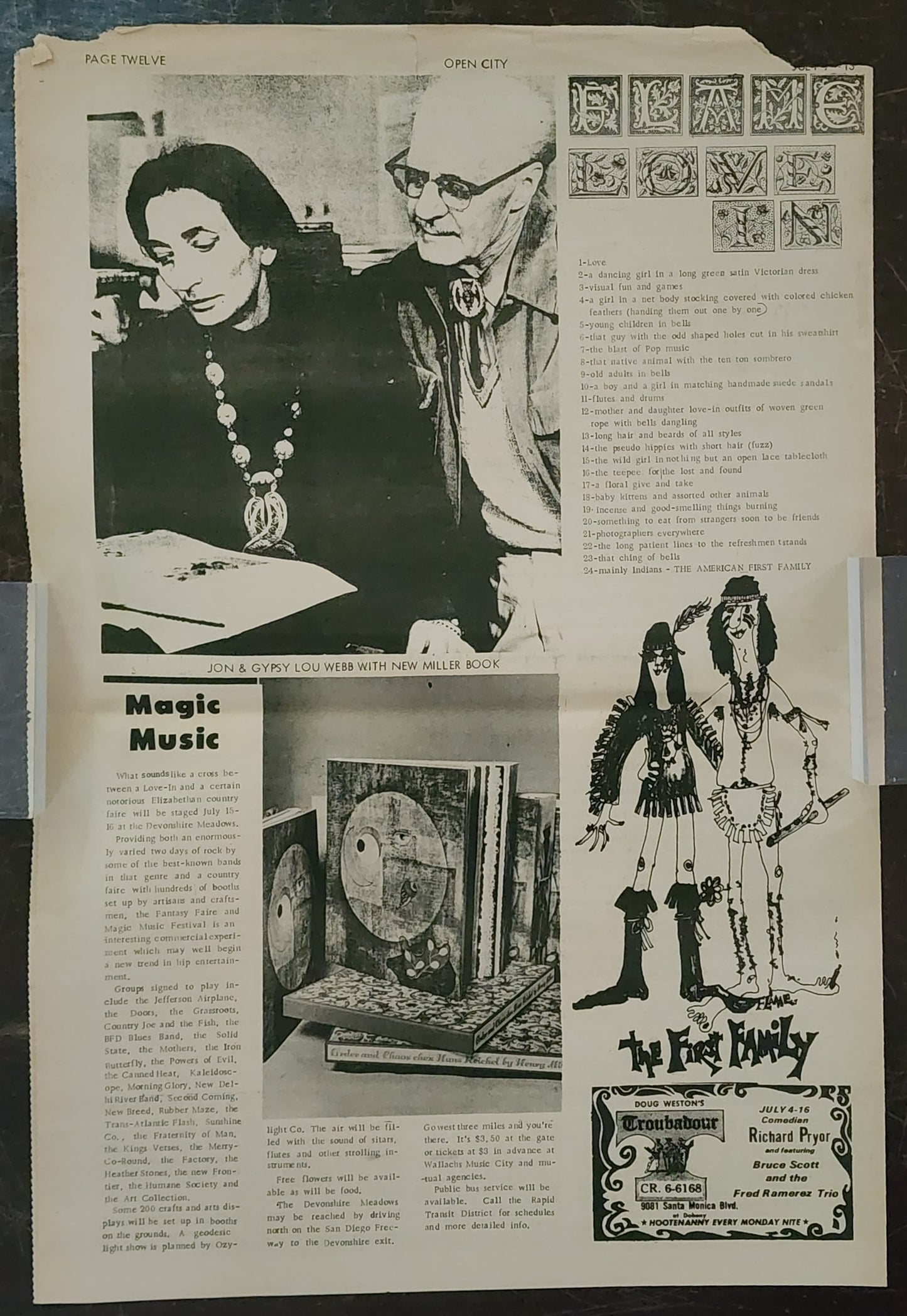 OPEN CITY No. 10, July 7–13, 1967 — Bukowski Interviews Jon Webb of LouJon Press, The Doors, Jefferson Airplane, Richard Pryor, Griffith Park Love-In
