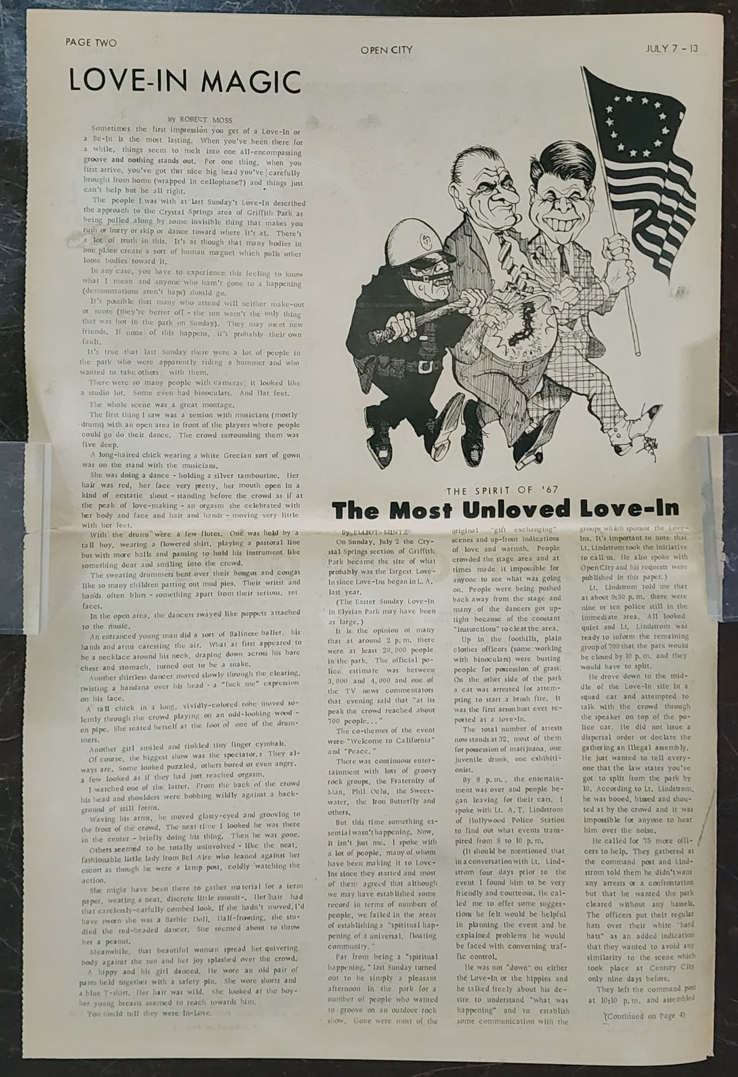 OPEN CITY No. 10, July 7–13, 1967 — Bukowski Interviews Jon Webb of LouJon Press, The Doors, Jefferson Airplane, Richard Pryor, Griffith Park Love-In