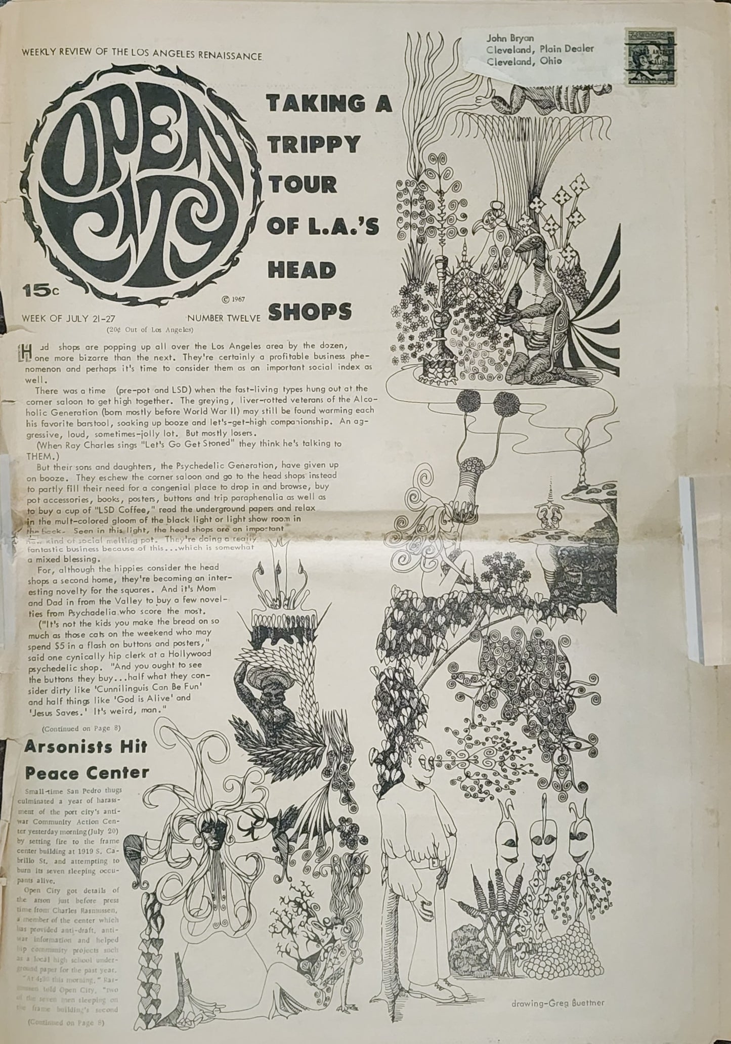OPEN CITY No. 12, July 21–27, 1967 — Bukowski Notes, John Thomas, Nina Simone, Simon & Garfunkel, LA Head Shops