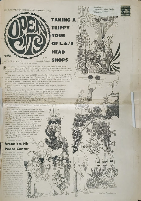 OPEN CITY No. 12, July 21–27, 1967 — Bukowski Notes, John Thomas, Nina Simone, Simon & Garfunkel, LA Head Shops