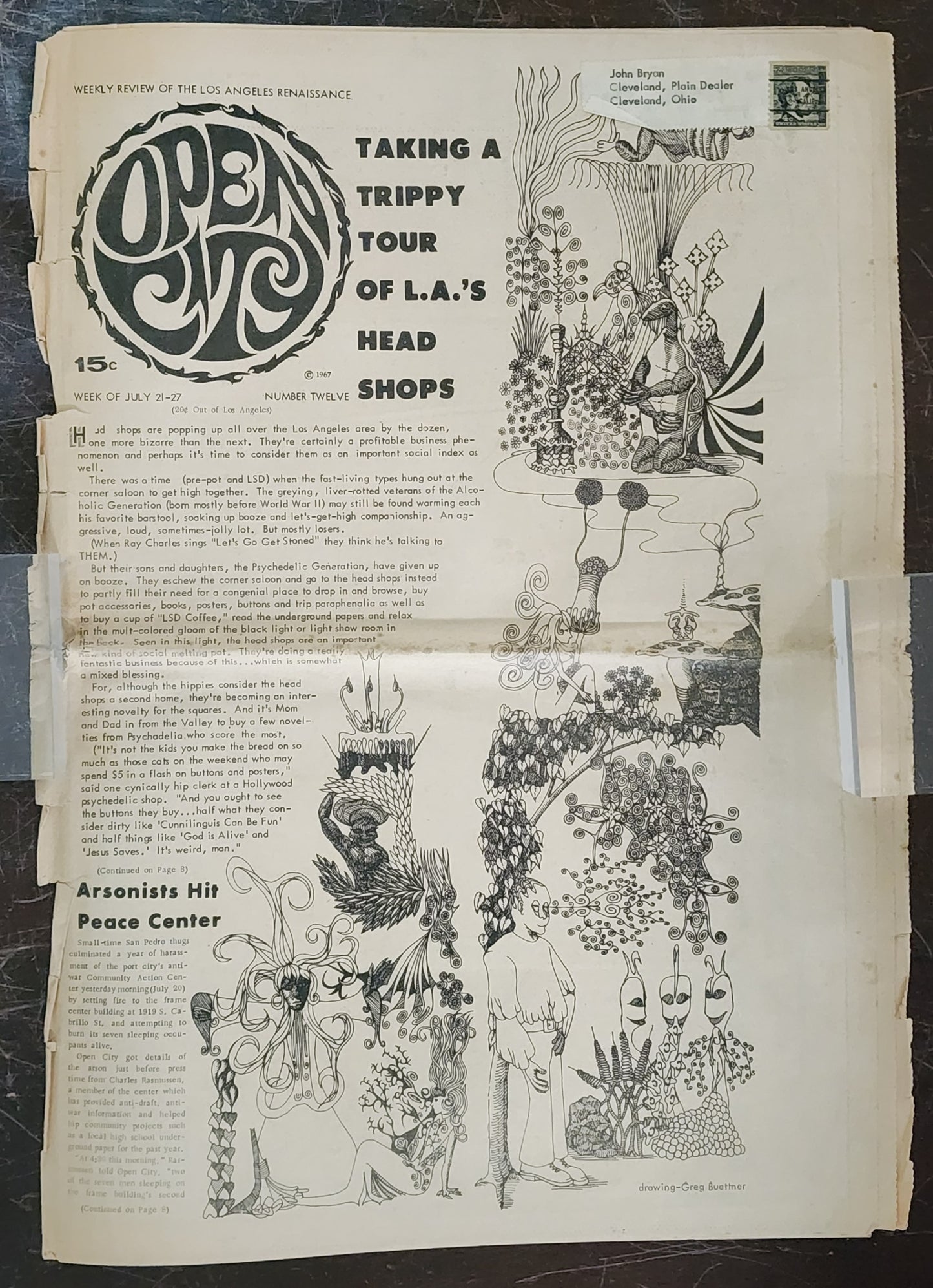 OPEN CITY No. 12, July 21–27, 1967 — Bukowski Notes, John Thomas, Nina Simone, Simon & Garfunkel, LA Head Shops