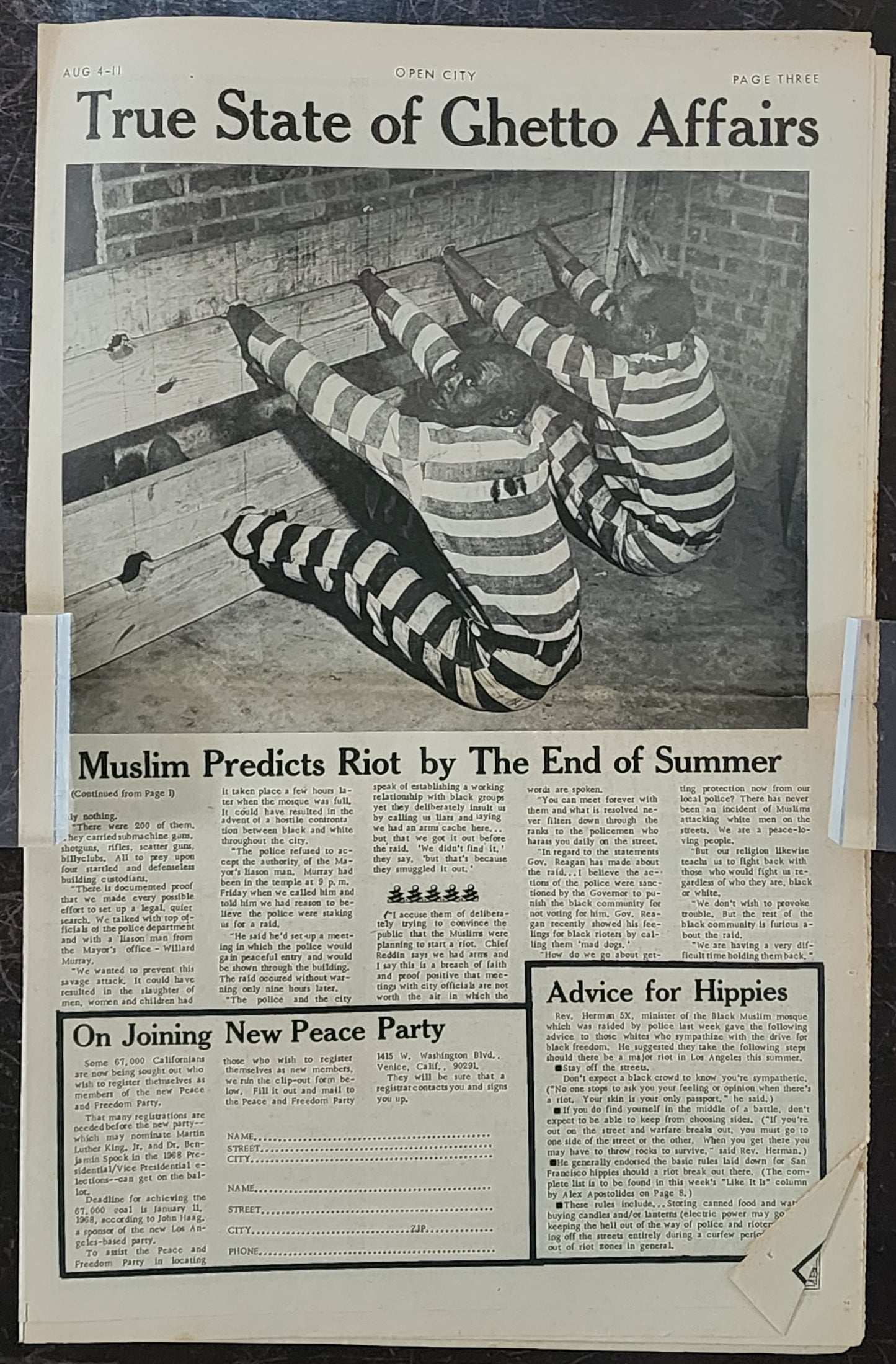 OPEN CITY No. 14, Aug. 4–11, 1967 — Bukowski on American Poetry, Either/Or Bookstore Bukowski Books Ad, Hell's Angels, Muslim Temple Raid