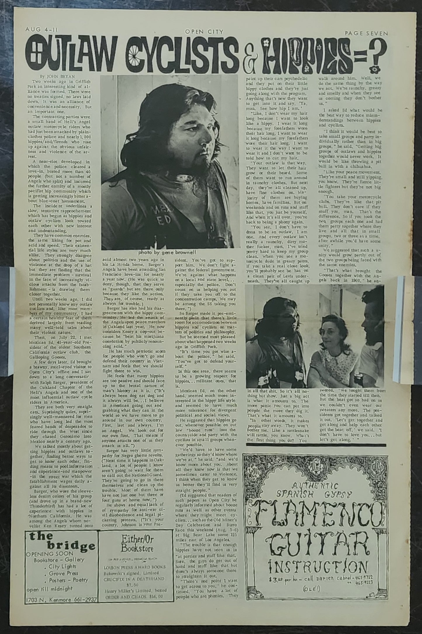 OPEN CITY No. 14, Aug. 4–11, 1967 — Bukowski on American Poetry, Either/Or Bookstore Bukowski Books Ad, Hell's Angels, Muslim Temple Raid