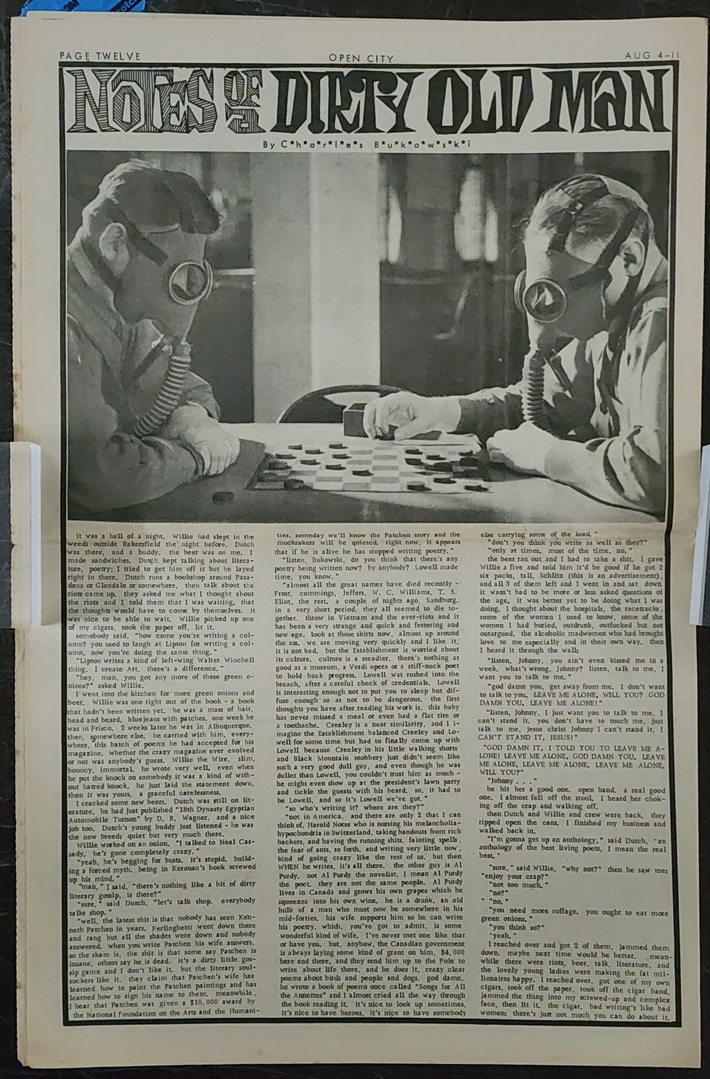 OPEN CITY No. 14, Aug. 4–11, 1967 — Bukowski on American Poetry, Either/Or Bookstore Bukowski Books Ad, Hell's Angels, Muslim Temple Raid