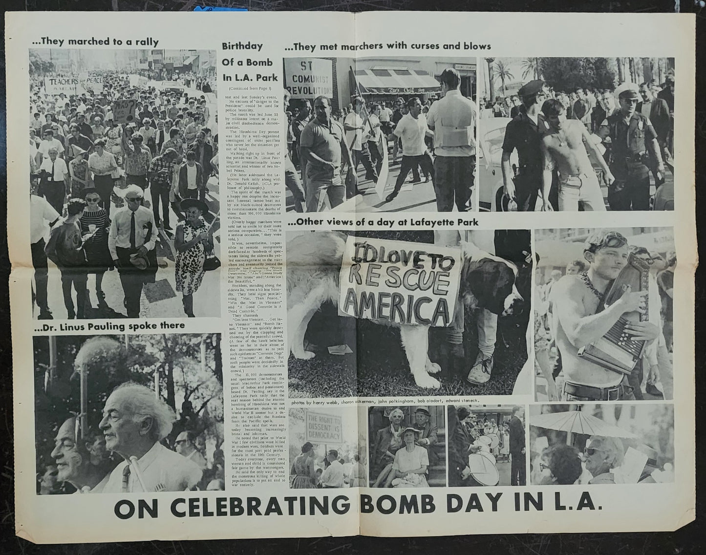 OPEN CITY No. 15, Aug. 10–16, 1967 — Bukowski Notes, Hiroshima Day March, Dr. Linus Pauling, How to Beat the Draft
