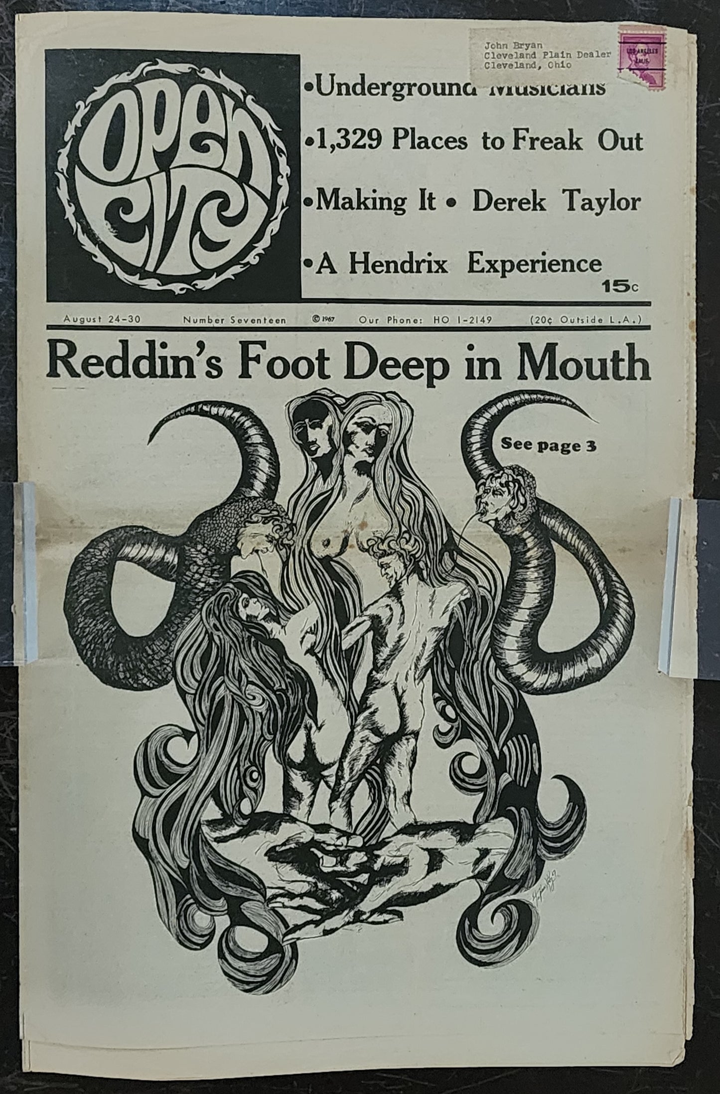 OPEN CITY No. 17, Aug. 24–30, 1967 — Bukowski Notes, The Doors at the Whisky, Jimi Hendrix Experience, Griffith Park Love-In